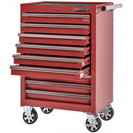Gereedschapswagen rood met 6 gevulde laden - soft mat