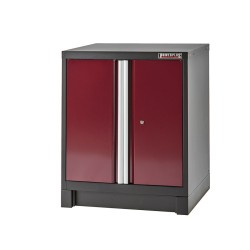 Heavy Duty werkbank met hardhouten werkblad en werkplaatskast donkerrood - 144 x 60 x 94 cm