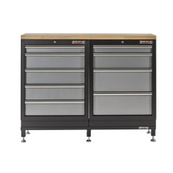 Onderframe met in hoogte verstelbare pootjes voor twee premium line kasten Onderframe met in hoogte verstelbare pootjes voor twee premium line kasten