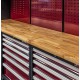 Complete werkplaatsinrichting, werkbank houten blad, gereedschapskast, gereedschapsbord, 4 x hangkast,12 laden, 379,5 x 200 cm