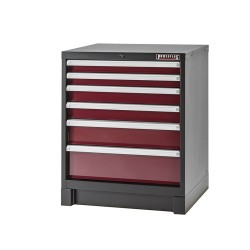 Complete werkplaatsinrichting donker rood, RVS blad,  gereedschapskast, 4 x hangkast,12 laden, 379,5 x 200 cm
