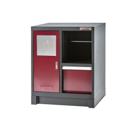 Complete werkplaatsinrichting donker rood, RVS blad,  gereedschapskast, 4 x hangkast,12 laden, 379,5 x 200 cm