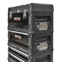 Verrijdbare gereedschapstrolley  - gereedschapskoffer van metaal en kunststof - zwart 4 delig met stapelbare gereedschapskisten