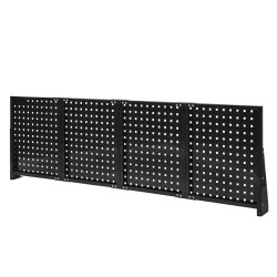 Werkbank grijs 200 cm met hardhouten blad en zwart gereedschapsbord