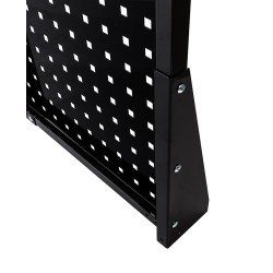 Werkbank grijs 200 cm met hardhouten blad en zwart gereedschapsbord