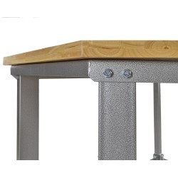 Werkbank hoekstuk - hoekopstelling  - Hoek werkbank grijs met hardhouten blad