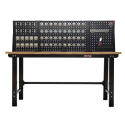 Werkbank met achterwand – Werkbank set 2 meter, kleur zwart. Werkbank met achterwand – Werkbank set 2 meter, kleur zwart.