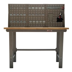 Werkbank met achterwand – Werkbank set 150 cm. kleur grijs.