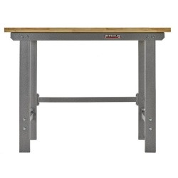 Werkbank grijs 120 cm met hardhouten blad - open model