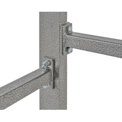 Werkbank grijs 120 cm met hardhouten blad - open model