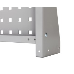 Werkbank grijs 150 cm met hardhouten blad + gereedschapskist zwart en gereedschapsbord