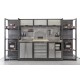 Complete Werkplaatsinrichting, werkbank houten blad, gereedschapskast, Magazijnstelling, 3 x hangkast, 5 laden, 342 x 200 cm