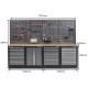 Werkbank set met hardhouten werkblad, gereedschapskast, gereedschapsbord - 19 laden - 272 x 46 x 94,5 / 199,5 cm