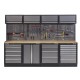 Werkbank set met hardhouten werkblad, gereedschapskast, gereedschapsbord, bovenkasten - 19 laden - 272 x 46 x 94,5 / 199,5 cm