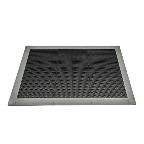 Antislip vloer mat – PVC werkplaatsmat – antivermoeidheidsmat, kleur zwart en grijs, afm. 136 x 96 x 1,2 cm.