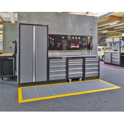 Antislip vloer mat – PVC werkplaatsmat – antivermoeidheidsmat, kleur grijs en geel, afm. 136 x 96 x 1,2 cm.