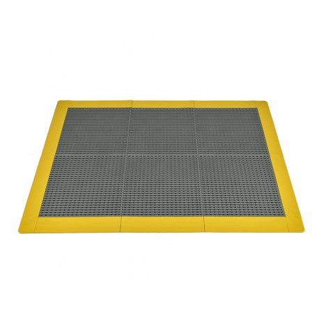 Antislip vloer mat – PVC werkplaatsmat – antivermoeidheidsmat, kleur grijs en geel, afm. 136 x 96 x 1,2 cm.