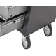 Werkbank grijs 150 cm met hardhouten blad + gereedschapswagen en grijs gereedschapsbord