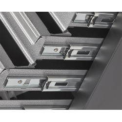 Werkbank hoekopstelling - Hoek werkbank 260 cm lang grijs met hardhouten blad en gereedschapswagen