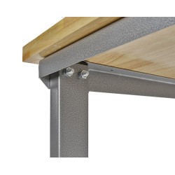 Werkbank hoekopstelling - Hoek werkbank 310 cm x 260 cm grijs met hardhouten blad en 2 gereedschapswagens