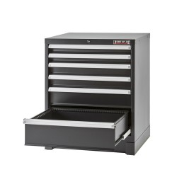 Complete werkplaatsinrichting mat zwart, werkbank + hardhouten blad, gereedschapskast, 6 laden, 288 x 200 cm Complete werkplaatsinrichting mat zwart, werkbank + hardhouten blad, gereedschapskast, 6 laden, 288 x 200 cm