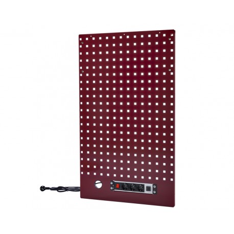 Gereedschapsbord donkerrood 61,4 x 105,2 cm x 2,4 cm. met 3 x stopcontact en 2 x USB poort voor Heavy Duty werkbankserie