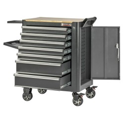 Professionele gereedschapswagen met 7 lades, 5 laden gevuld met gereedschap in foam inleg Professionele gereedschapswagen met 7 lades, 5 laden gevuld met gereedschap in foam inleg