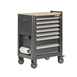 Professionele gereedschapswagen met 7 lades, 5 laden gevuld met gereedschap in foam inleg Professionele gereedschapswagen met 7 lades, 5 laden gevuld met gereedschap in foam inleg