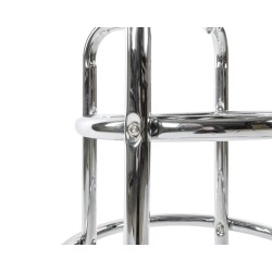 Barkruk – gitaarkruk 76 cm. hoog met voetsteun en verchroomde rand om de zitting.