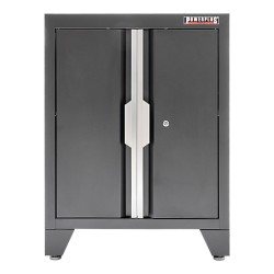 Gereedschapskasten set wandlengte 68 cm. lage tweedeurs kast, metaal omkleed werkblad, hangkast, gereedschapsbord matzwart .