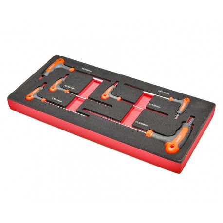 Zesdelige T-Imbusset met kunststof handvat – T Inbus in soft foam module.