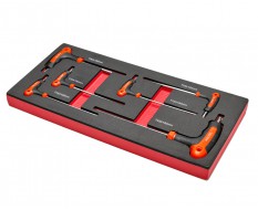 Zesdelige T- Torx set met kunststof handvat in soft foam module - Torx T sleutel.