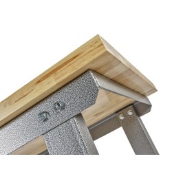 Werkbank grijs 150 cm met hardhouten blad en gereedschapsbord - grijs