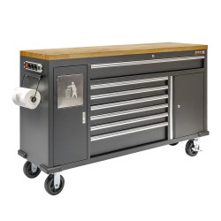 Verrijdbare werkbank – Gereedschapswagen 168 x 46 x 103 cm. met 220 V en USB
