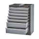 Werkbank set met hoge kast, gereedschapswand matzwart, 3 x hangkast en 11 laden - 264 x 46 x 200 cm werkplaatsinrichting