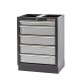 Werkbank set met hardhouten blad, gereedschapskast, gereedschapsbord matzwart - 5 laden - 136 x 46 x 94,5 / 199,5 cm