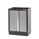Werkbank set met hardhouten blad, gereedschapskast, gereedschapsbord matzwart - 5 laden - 136 x 46 x 94,5 / 199,5 cm