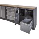 Werkbank set met hardhouten werkblad, gereedschapskast, gereedschapsbord matzwart, - 10 laden - 272 x 46 x 94,5 / 199,5 cm
