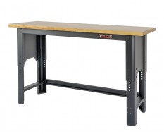 In hoogte verstelbare werkbank 150 cm. met lakschade.