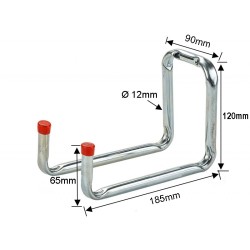 Stalen ophangbeugel 120 x 185 mm. dubbele haak verchroomd Stalen ophangbeugel 120 x 185 mm. dubbele haak verchroomd