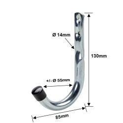 Metalen ophanghaak 130 x 85 mm. verchroomd