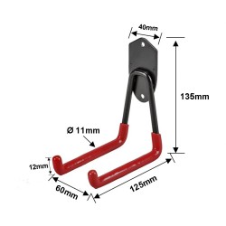 Dubbele wandhaak – ophangbeugel van metaal 6 x 12,5 x 13,5 cm Dubbele wandhaak – ophangbeugel van metaal 6 x 12,5 x 13,5 cm
