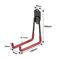 Dubbele wandhaak – ophangbeugel van metaal 6 x 15,5 x 17 cm