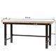 Werkbank zwart 200 cm met hardhouten blad open model