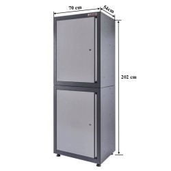 Hoge werkplaatskast – gereedschapskast met twee deuren Hoge werkplaatskast – gereedschapskast met twee deuren