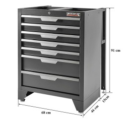 Werkplaatskast met 7 laden 68 x 46 x 91 cm. matzwart