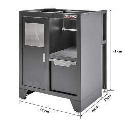 Matzwarte werkplaatskast met afvalbak 68 x 46 x 91 cm.