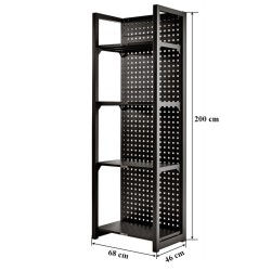 Magazijnstelling grijs antraciet - 68 x 46 x200 cm met gereedschapsbordprofiel Magazijnstelling grijs antraciet - 68 x 46 x200 cm met gereedschapsbordprofiel