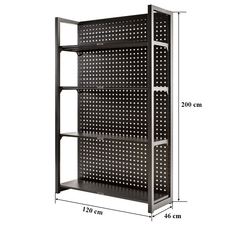 Magazijnstelling grijs antraciet - 120 x 46 x 200 cm met gereedschapsbordprofiel Magazijnstelling grijs antraciet - 120 x 46 x 200 cm met gereedschapsbordprofiel