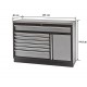 Werkplaatskast / werkbank met 7 laden + draaideurkast met metaal omkleed werkblad - 136 x 46 x 94,8 cm
